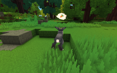 A thought bubble appearing above a jackalope showing a carrot icon