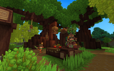 kweebec villager NPCs near a table with food