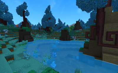 azure forest biome with blue trees