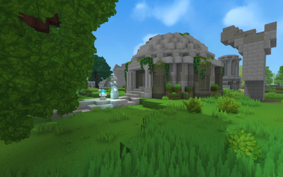 A marble statue greets you at the entrance to the Forgotten temple